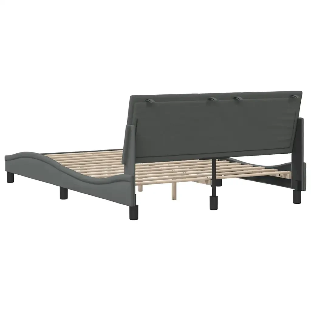 Letto matrimoniale | Letto per adulti | Giroletto senza Materasso Hanko Grigio Scuro 140x200 cm Tessuto - Image 9