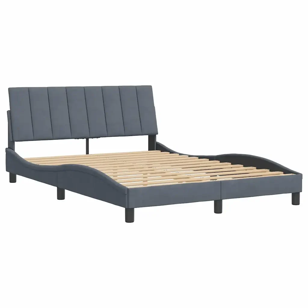 Letto matrimoniale | Letto per adulti | Giroletto senza Materasso Hanko Grigio Scuro 140x200 cm Velluto - Image 4