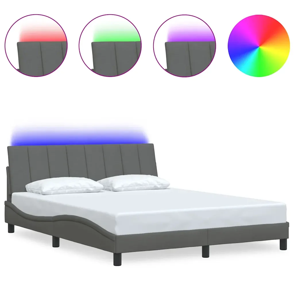 Letto matrimoniale | Letto per adulti | Giroletto senza Materasso Hanko Grigio Scuro 160x200 cm Tessuto