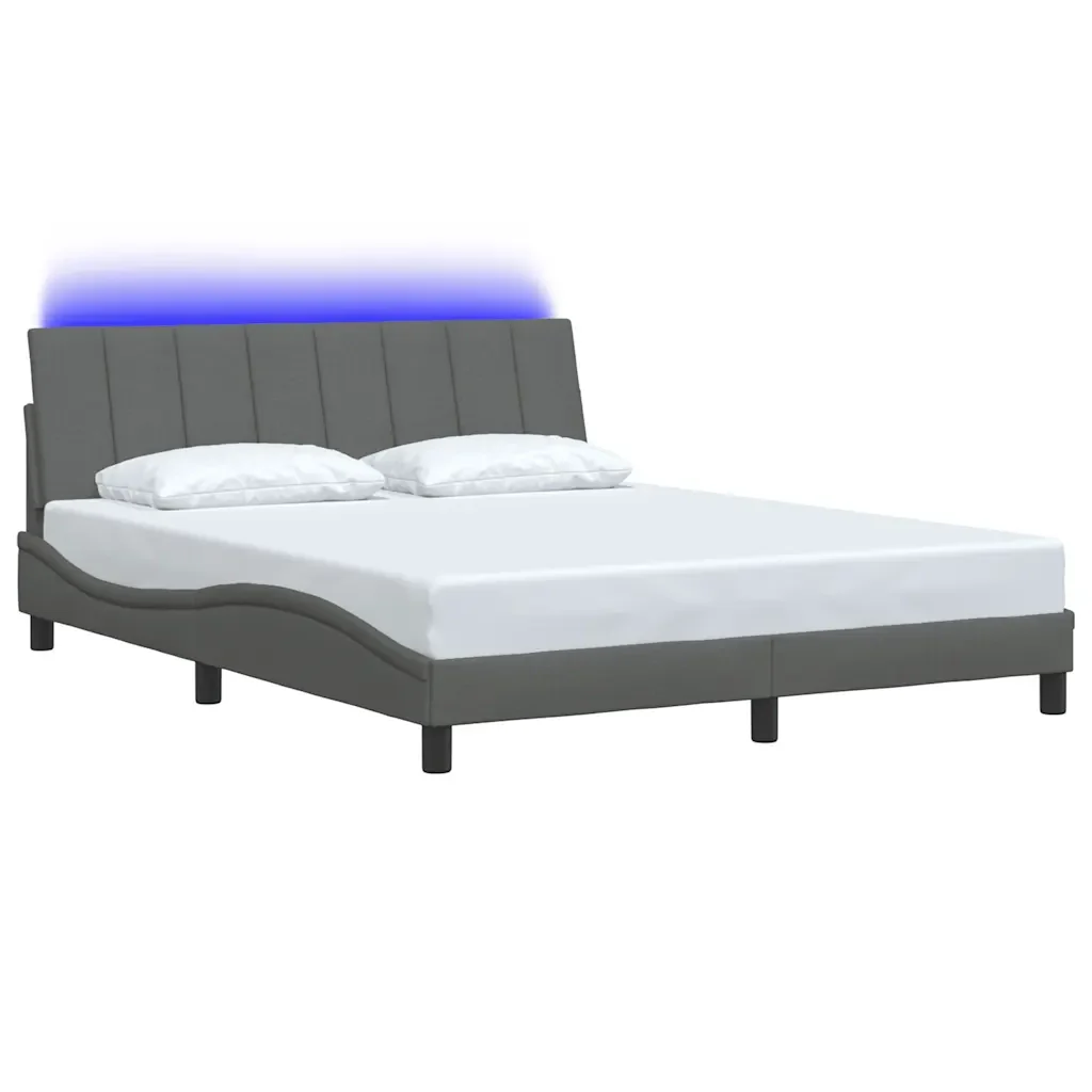 Letto matrimoniale | Letto per adulti | Giroletto senza Materasso Hanko Grigio Scuro 160x200 cm Tessuto - Image 3