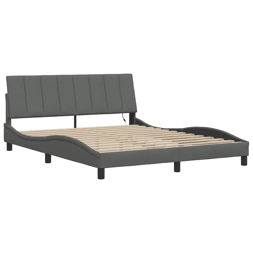 Letto matrimoniale | Letto per adulti | Giroletto senza Materasso Hanko Grigio Scuro 160x200 cm Tessuto - Image 5