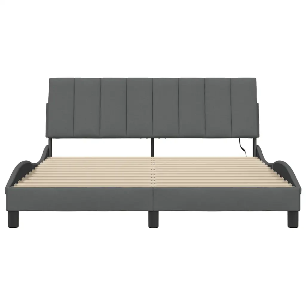 Letto matrimoniale | Letto per adulti | Giroletto senza Materasso Hanko Grigio Scuro 160x200 cm Tessuto - Image 6