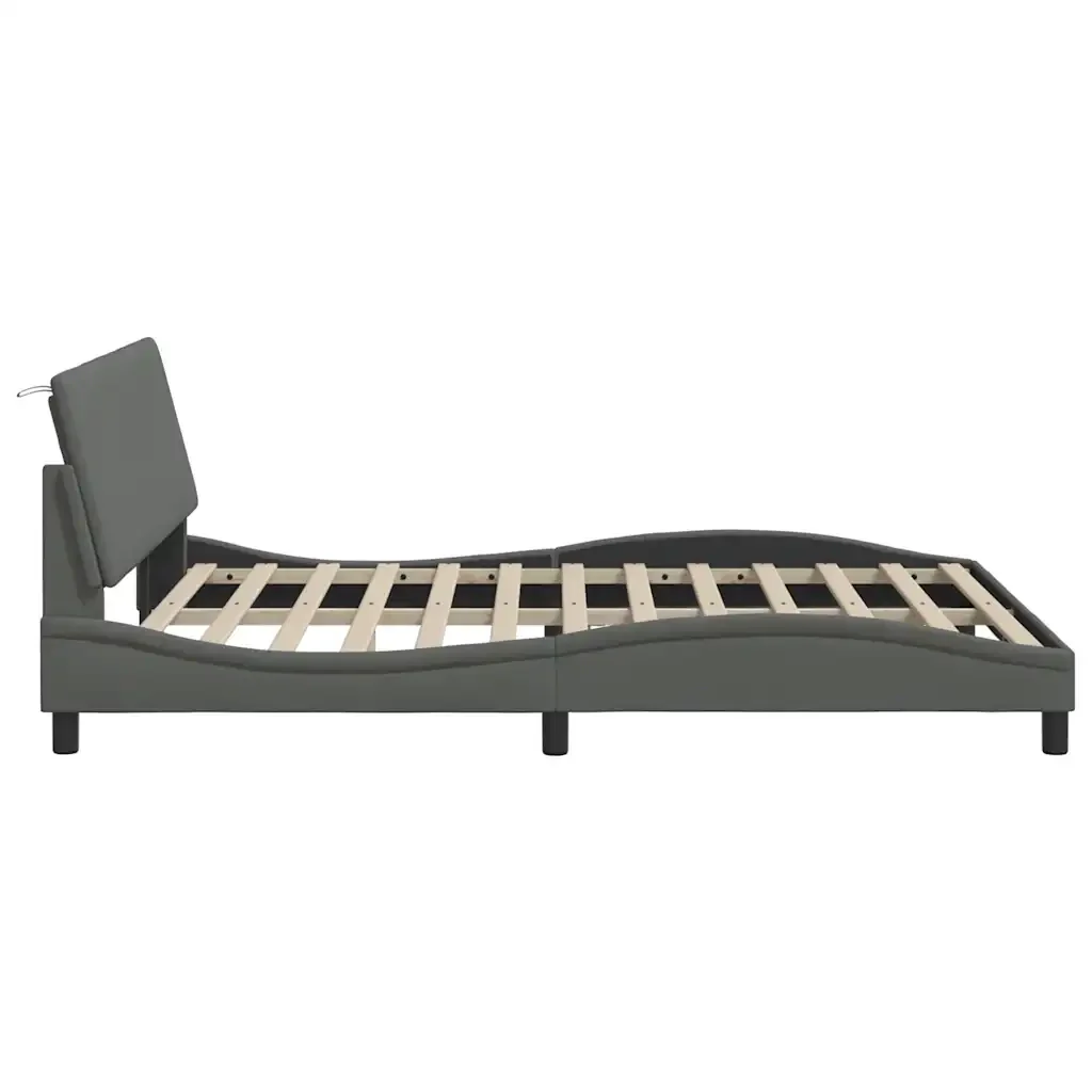 Letto matrimoniale | Letto per adulti | Giroletto senza Materasso Hanko Grigio Scuro 160x200 cm Tessuto - Image 9
