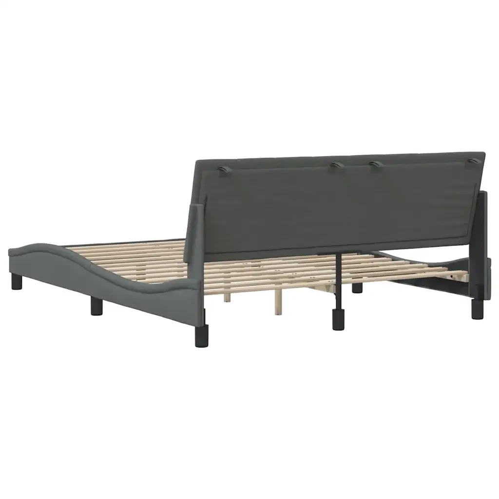 Letto matrimoniale | Letto per adulti | Giroletto senza Materasso Hanko Grigio Scuro 160x200 cm Tessuto - Image 9