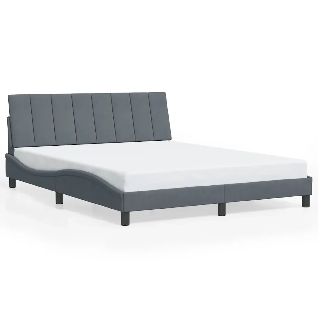 Letto matrimoniale | Letto per adulti | Giroletto senza Materasso Hanko Grigio Scuro 160x200 cm Velluto