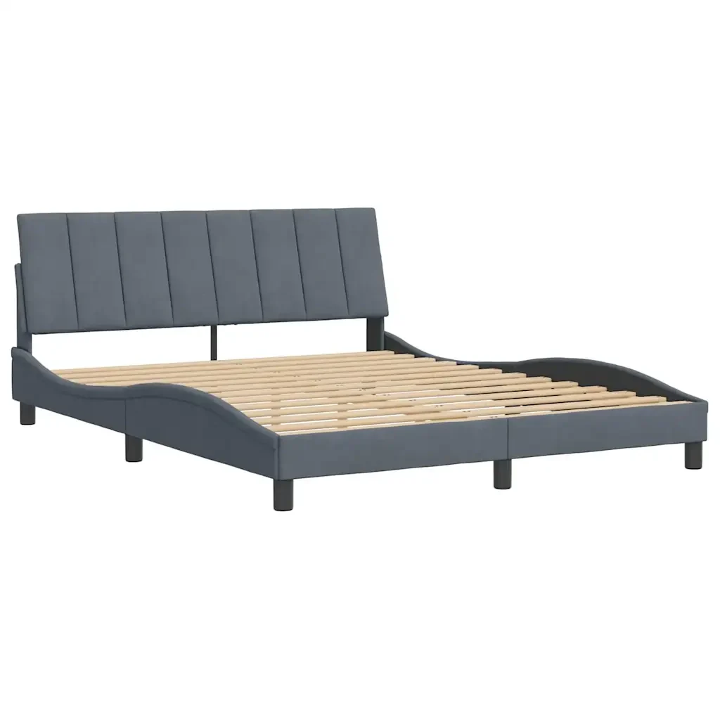 Letto matrimoniale | Letto per adulti | Giroletto senza Materasso Hanko Grigio Scuro 160x200 cm Velluto - Image 4