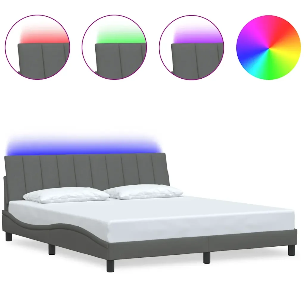 Letto matrimoniale | Letto per adulti | Giroletto senza Materasso Hanko Grigio Scuro 180x200 cm Tessuto