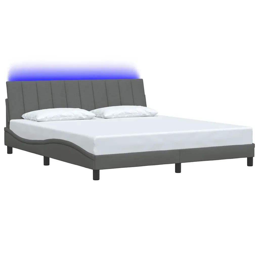 Letto matrimoniale | Letto per adulti | Giroletto senza Materasso Hanko Grigio Scuro 180x200 cm Tessuto - Image 3