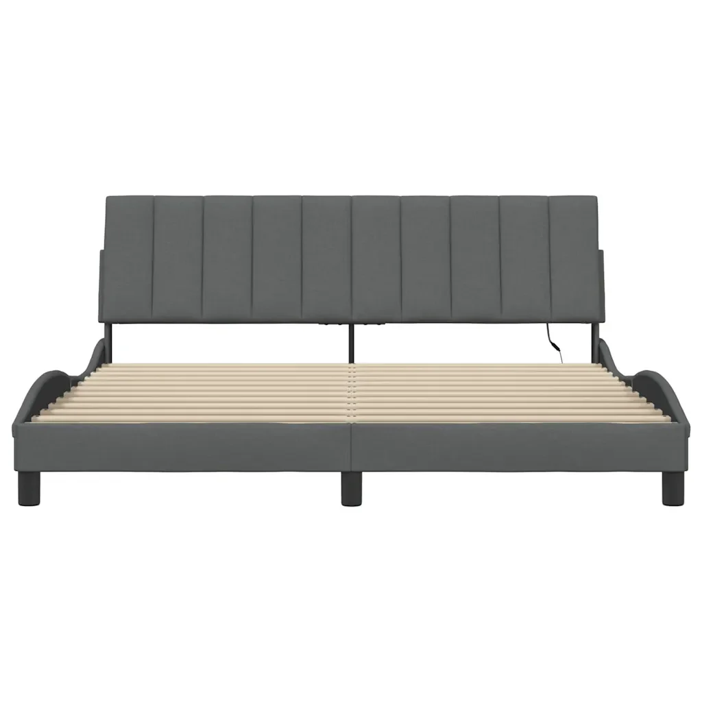 Letto matrimoniale | Letto per adulti | Giroletto senza Materasso Hanko Grigio Scuro 180x200 cm Tessuto - Image 6