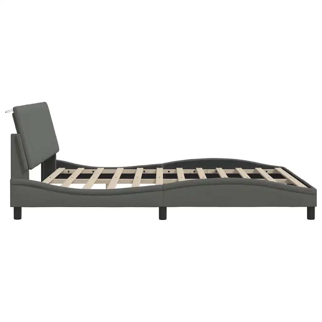 Letto matrimoniale | Letto per adulti | Giroletto senza Materasso Hanko Grigio Scuro 180x200 cm Tessuto - Image 9