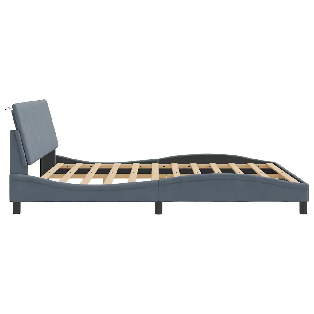 Letto matrimoniale | Letto per adulti | Giroletto senza Materasso Hanko Grigio Scuro 180x200 cm Velluto - Image 6