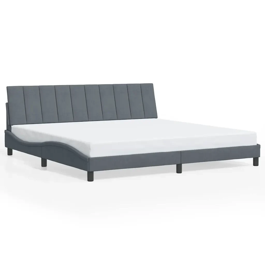 Letto matrimoniale | Letto per adulti | Giroletto senza Materasso Hanko Grigio Scuro 200x200 cm Velluto