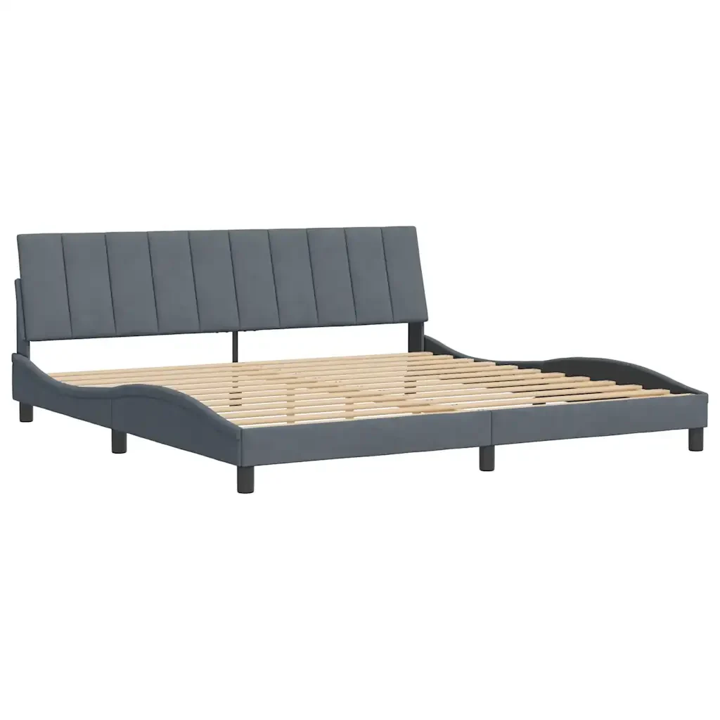 Letto matrimoniale | Letto per adulti | Giroletto senza Materasso Hanko Grigio Scuro 200x200 cm Velluto - Image 3