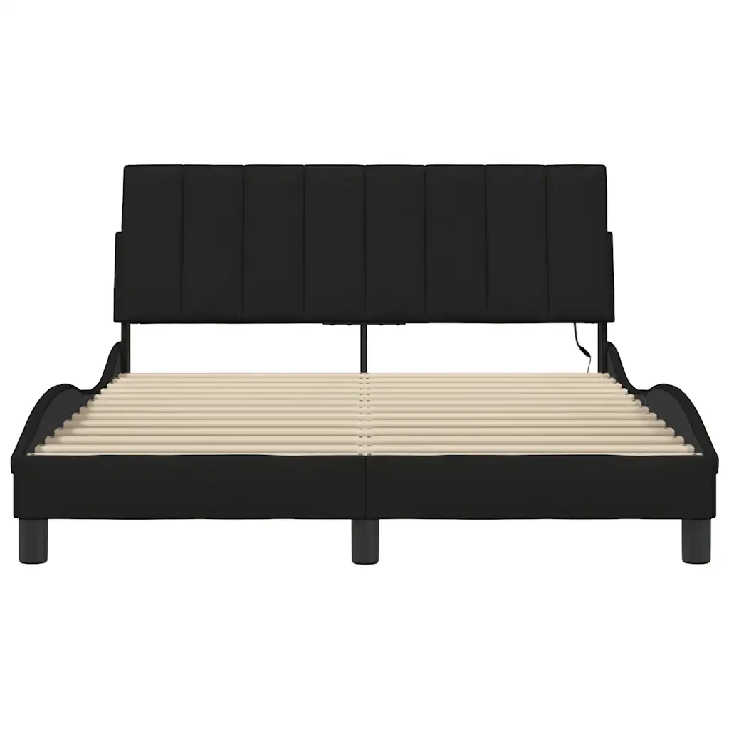 Letto matrimoniale | Letto per adulti | Giroletto senza Materasso Hanko Nero 120x200 cm Tessuto - Image 6