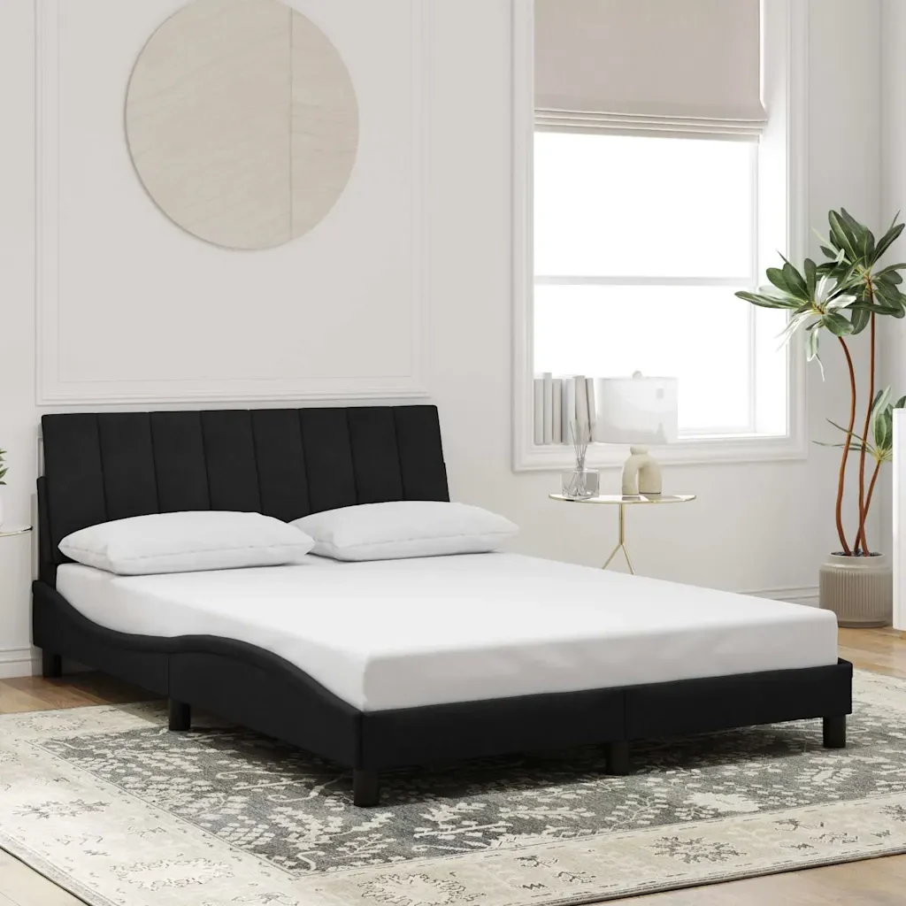 Letto matrimoniale | Letto per adulti | Giroletto senza Materasso Hanko Nero 120x200 cm Velluto - Image 2