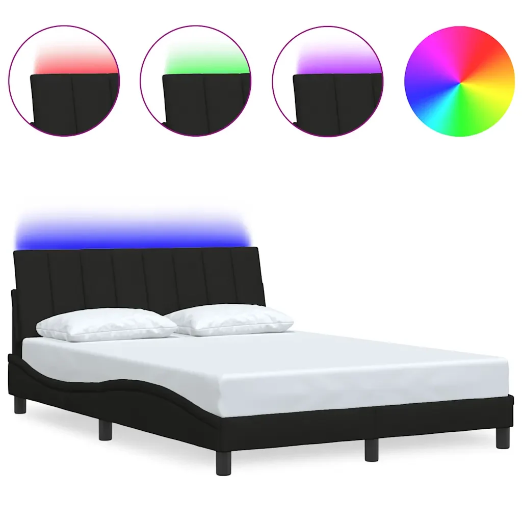 Letto matrimoniale | Letto per adulti | Giroletto senza Materasso Hanko Nero 140x190 cm in Tessuto
