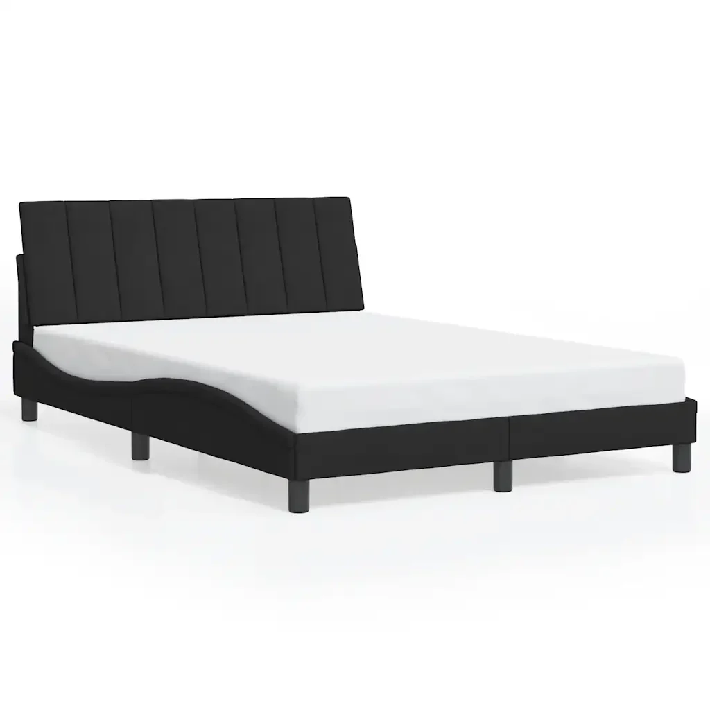 Letto matrimoniale | Letto per adulti | Giroletto senza Materasso Hanko Nero 140x190 cm in Velluto