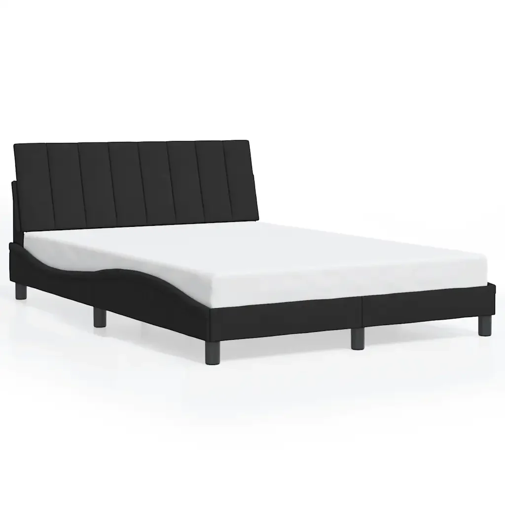 Letto matrimoniale | Letto per adulti | Giroletto senza Materasso Hanko Nero 140x200 cm in Velluto