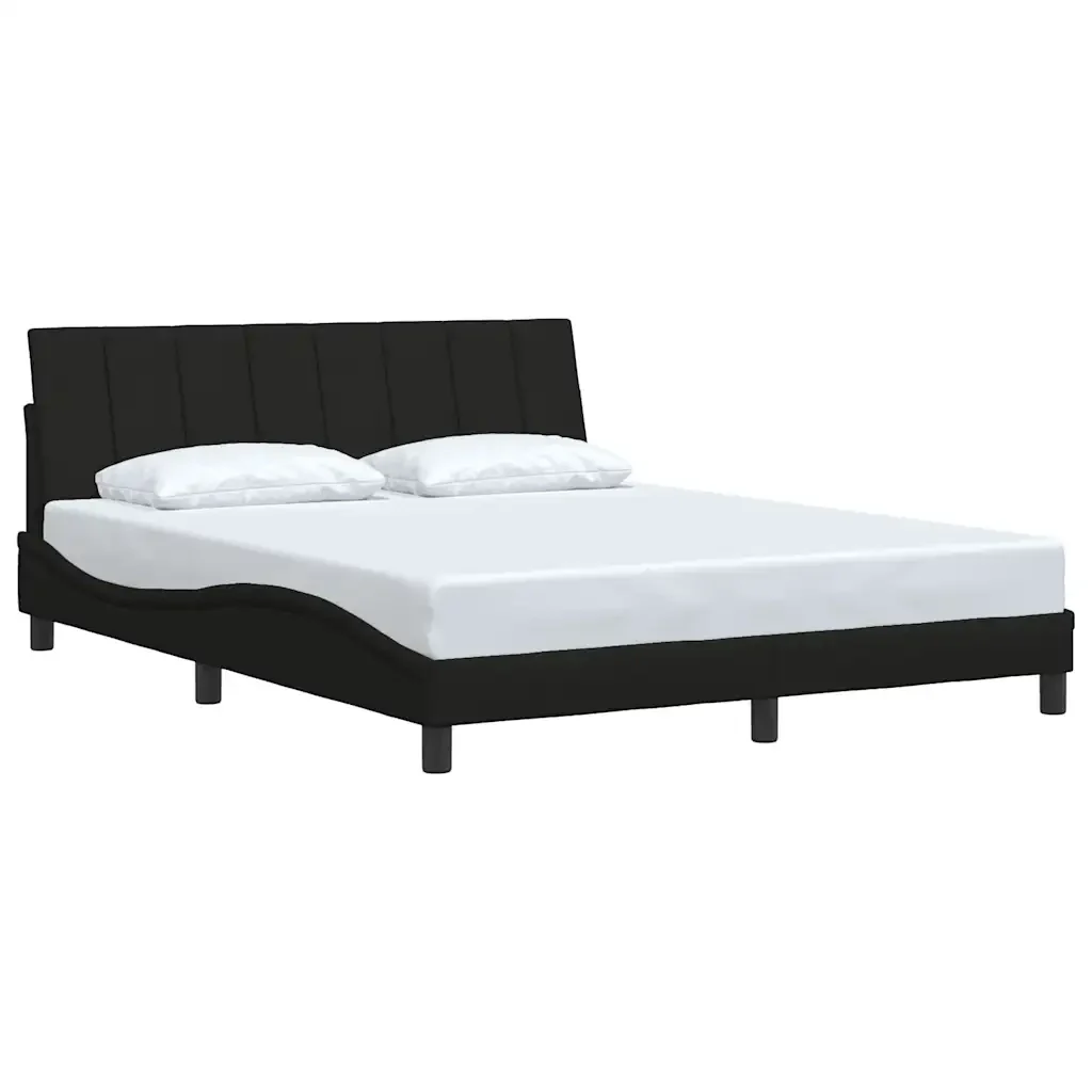 Letto matrimoniale | Letto per adulti | Giroletto senza Materasso Hanko Nero 160x200 cm in Tessuto - Image 4