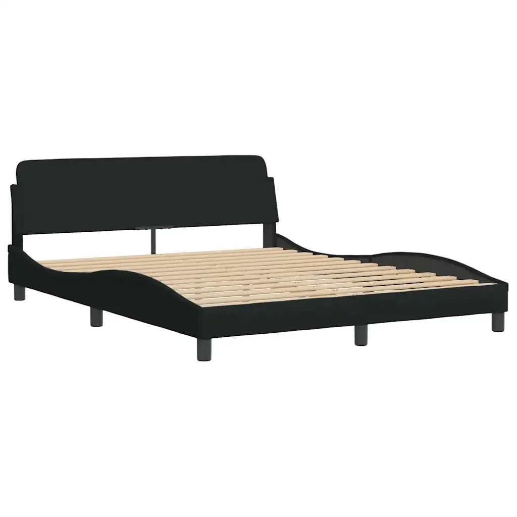 Letto matrimoniale | Letto per adulti | Giroletto senza Materasso Hanko Nero 160x200 cm in Tessuto - Image 5