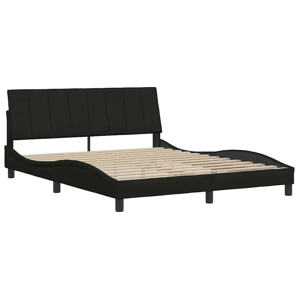 Letto matrimoniale | Letto per adulti | Giroletto senza Materasso Hanko Nero 160x200 cm in Tessuto - Image 7