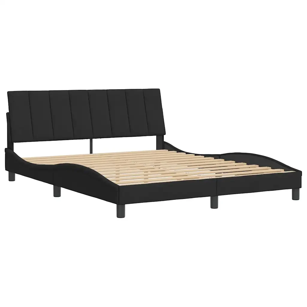 Letto matrimoniale | Letto per adulti | Giroletto senza Materasso Hanko Nero 160x200 cm in Velluto - Image 4