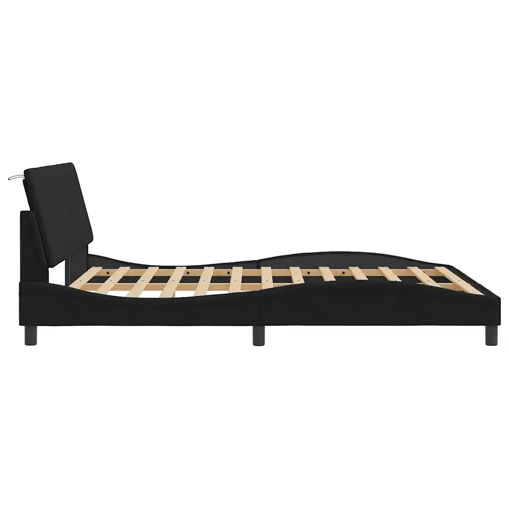 Letto matrimoniale | Letto per adulti | Giroletto senza Materasso Hanko Nero 160x200 cm in Velluto - Image 6