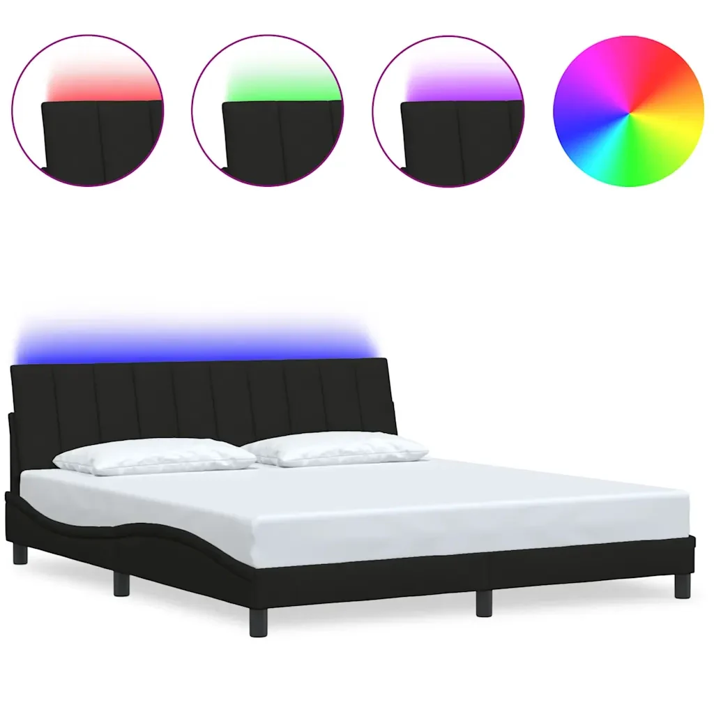 Letto matrimoniale | Letto per adulti | Giroletto senza Materasso Hanko Nero 180x200 cm in Tessuto