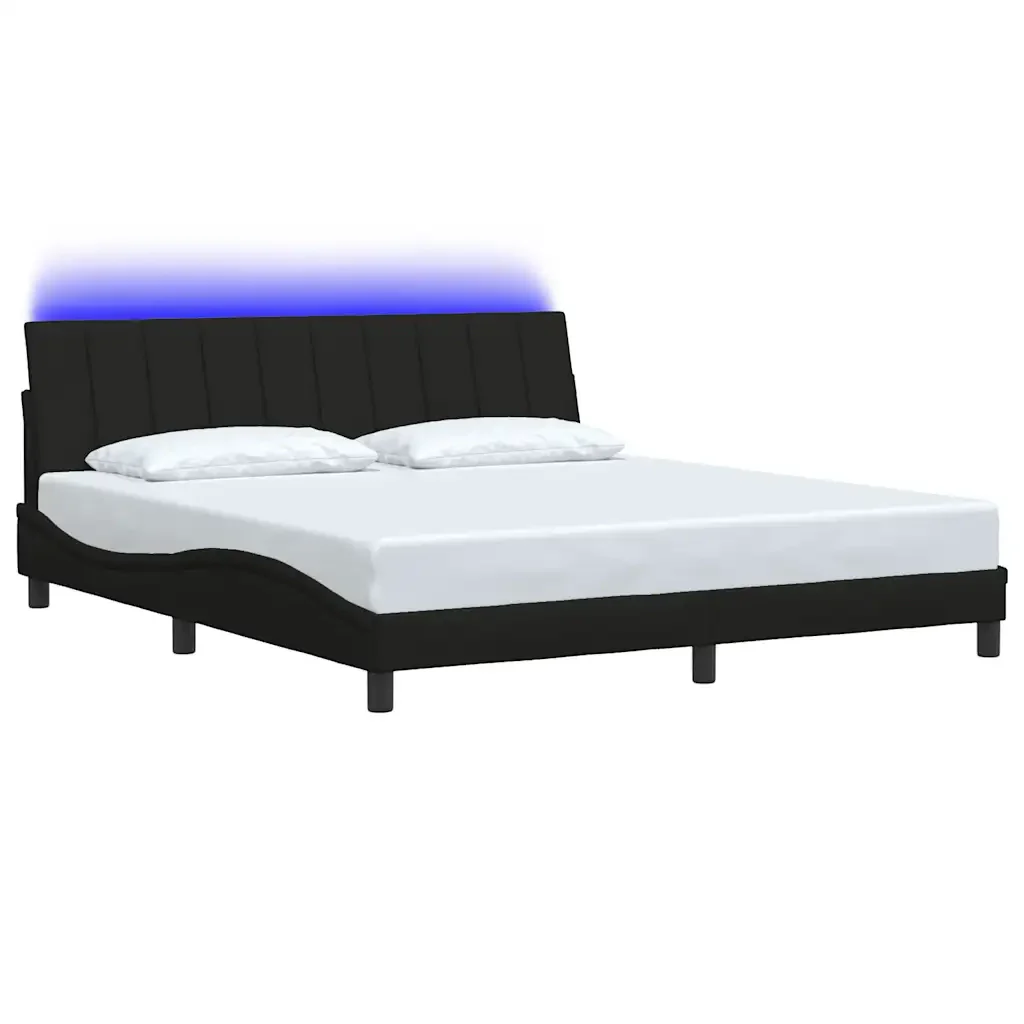 Letto matrimoniale | Letto per adulti | Giroletto senza Materasso Hanko Nero 180x200 cm in Tessuto - Image 4