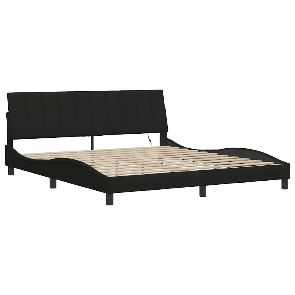 Letto matrimoniale | Letto per adulti | Giroletto senza Materasso Hanko Nero 180x200 cm in Tessuto - Image 5