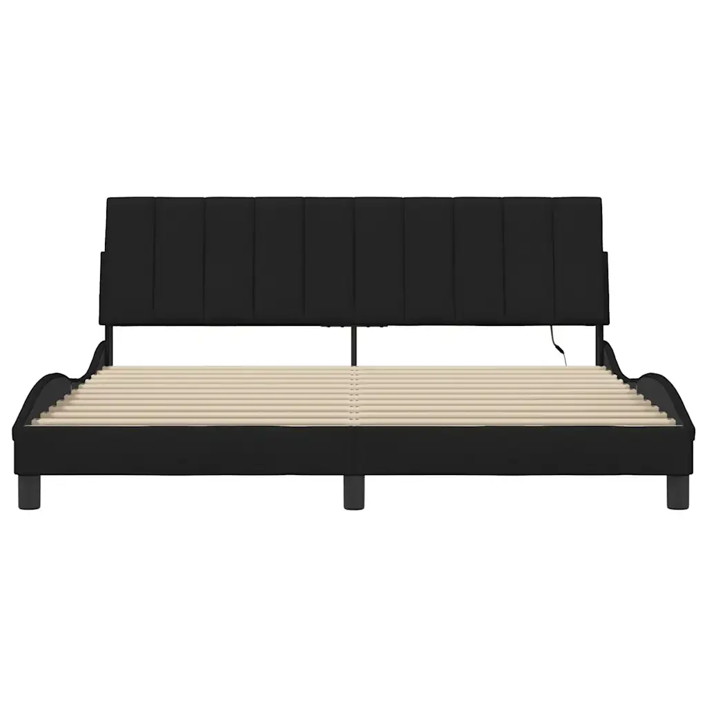 Letto matrimoniale | Letto per adulti | Giroletto senza Materasso Hanko Nero 180x200 cm in Tessuto - Image 6