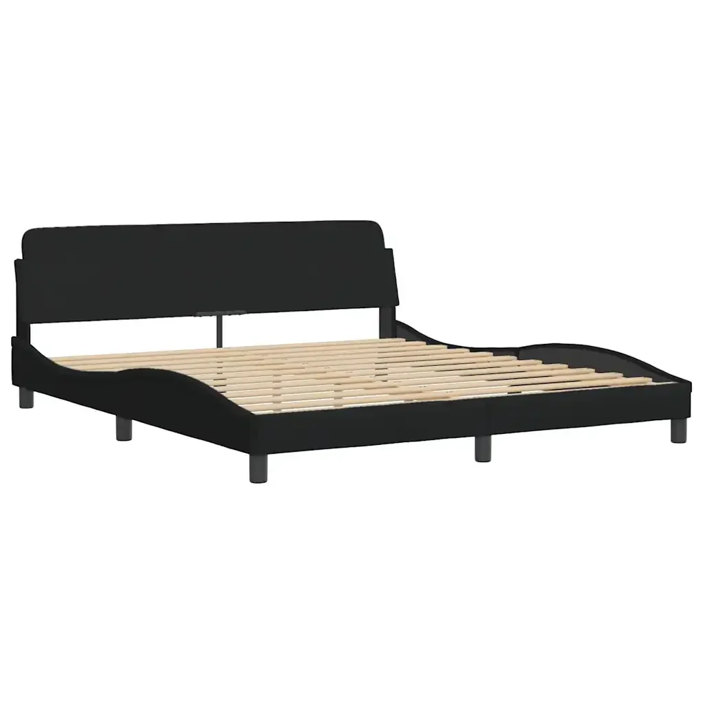 Letto matrimoniale | Letto per adulti | Giroletto senza Materasso Hanko Nero 180x200 cm in Tessuto - Image 7