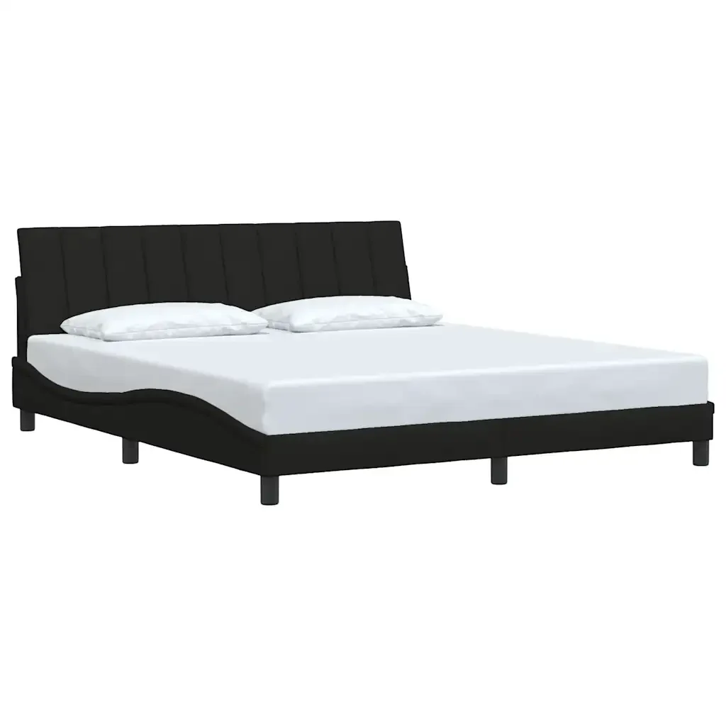 Letto matrimoniale | Letto per adulti | Giroletto senza Materasso Hanko Nero 180x200 cm in Tessuto - Image 4