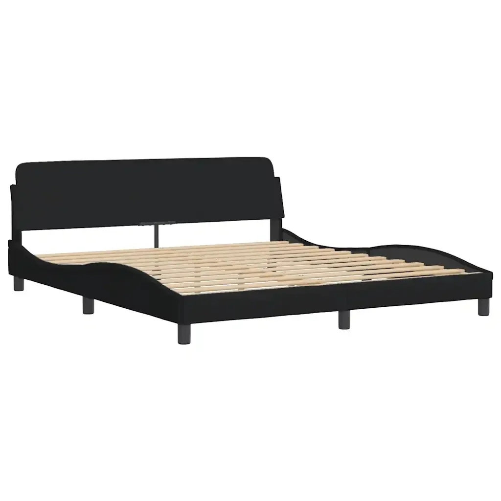 Letto matrimoniale | Letto per adulti | Giroletto senza Materasso Hanko Nero 180x200 cm in Tessuto - Image 5