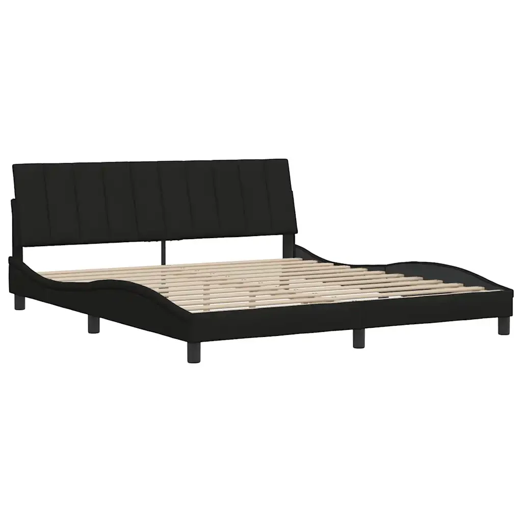 Letto matrimoniale | Letto per adulti | Giroletto senza Materasso Hanko Nero 180x200 cm in Tessuto - Image 7