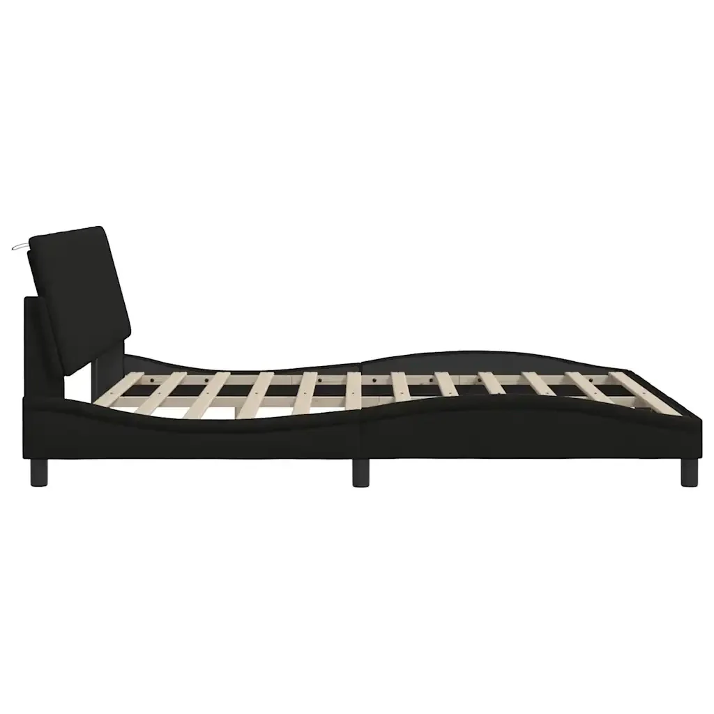Letto matrimoniale | Letto per adulti | Giroletto senza Materasso Hanko Nero 180x200 cm in Tessuto - Image 8