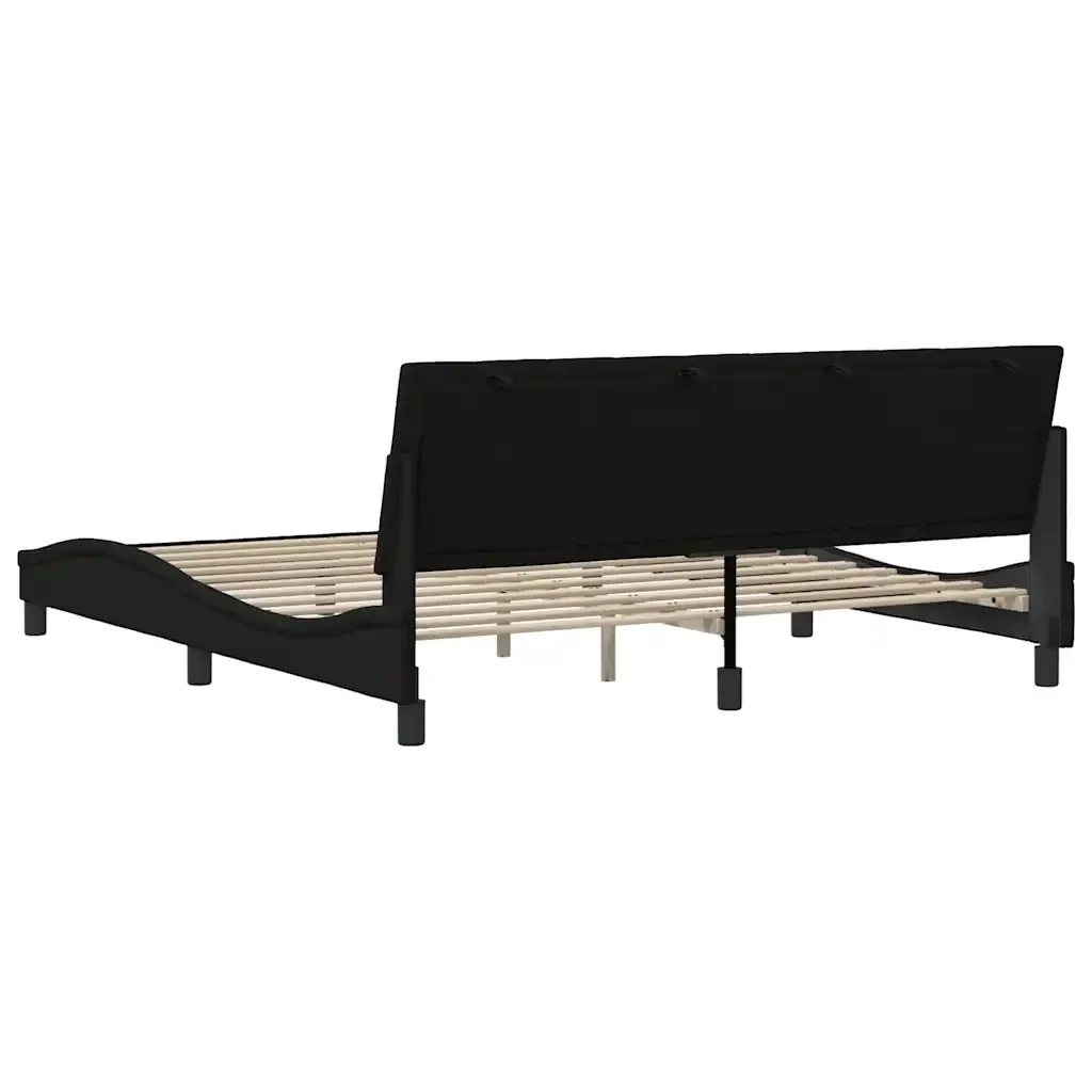 Letto matrimoniale | Letto per adulti | Giroletto senza Materasso Hanko Nero 180x200 cm in Tessuto - Image 9