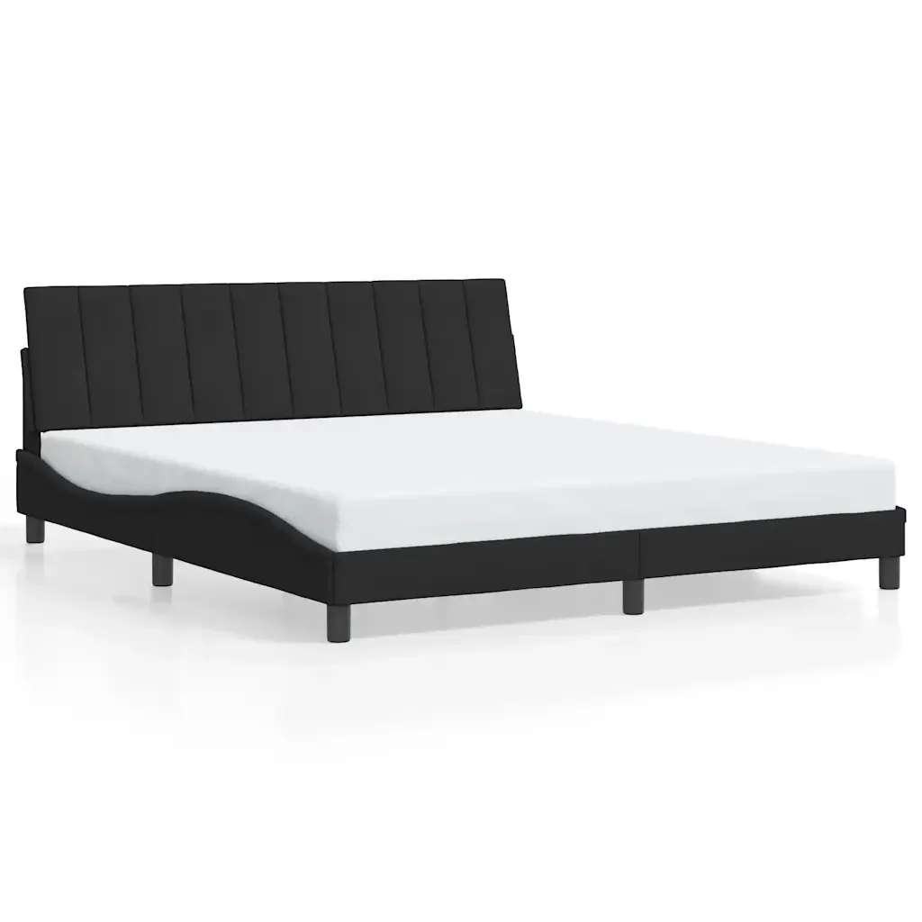 Letto matrimoniale | Letto per adulti | Giroletto senza Materasso Hanko Nero 180x200 cm in Velluto