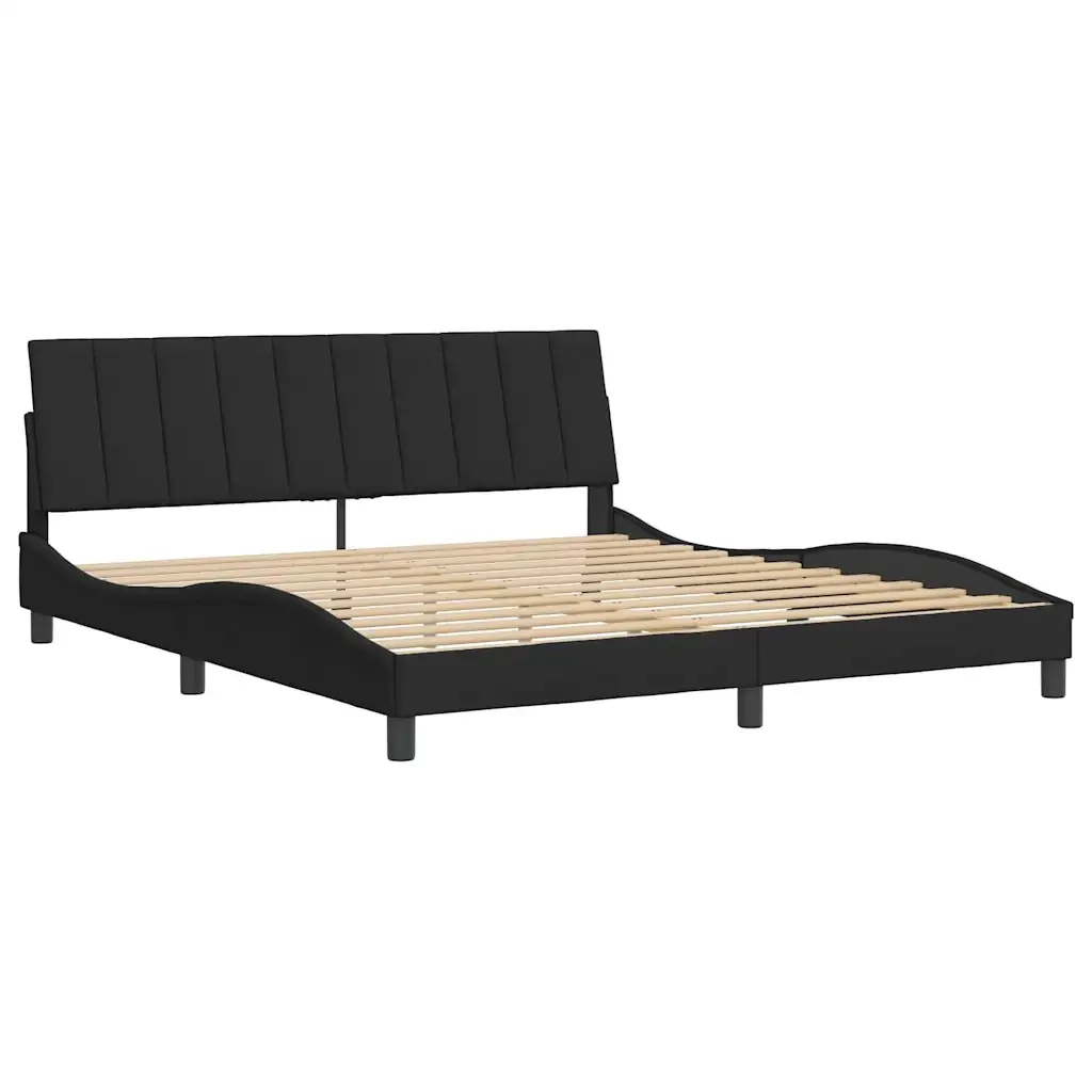 Letto matrimoniale | Letto per adulti | Giroletto senza Materasso Hanko Nero 180x200 cm in Velluto - Image 4