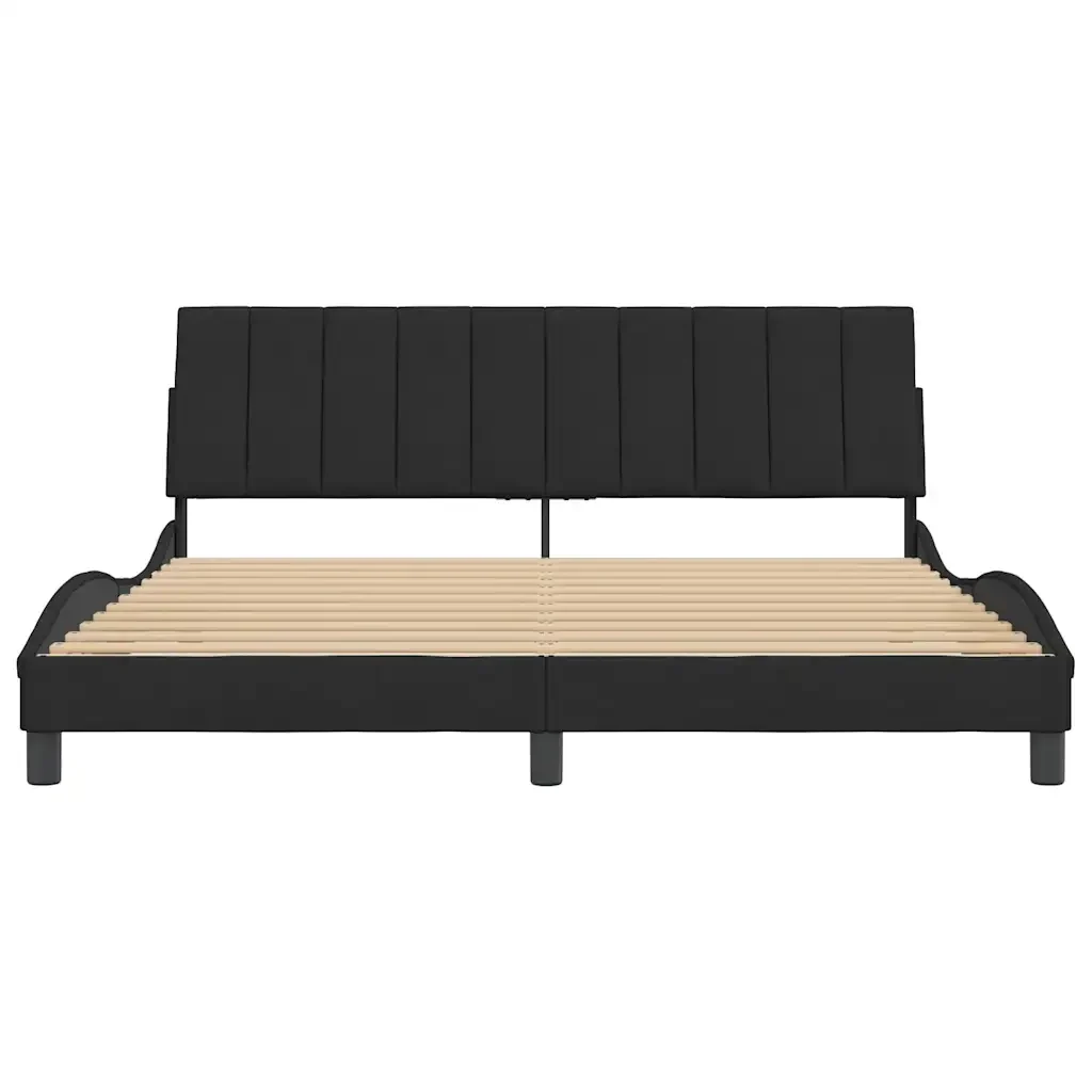 Letto matrimoniale | Letto per adulti | Giroletto senza Materasso Hanko Nero 180x200 cm in Velluto - Image 5