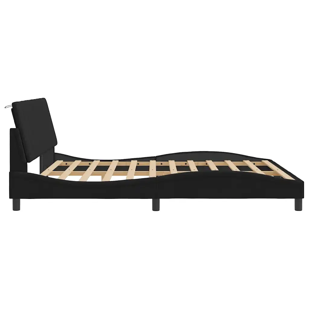 Letto matrimoniale | Letto per adulti | Giroletto senza Materasso Hanko Nero 180x200 cm in Velluto - Image 6