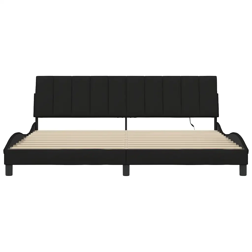 Letto matrimoniale | Letto per adulti | Giroletto senza Materasso Hanko Nero 200x200 cm in Tessuto - Image 6