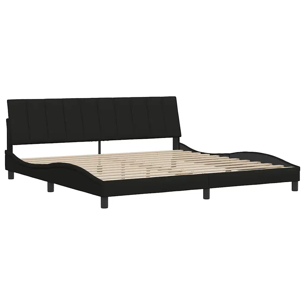 Letto matrimoniale | Letto per adulti | Giroletto senza Materasso Hanko Nero 200x200 cm in Tessuto - Image 7