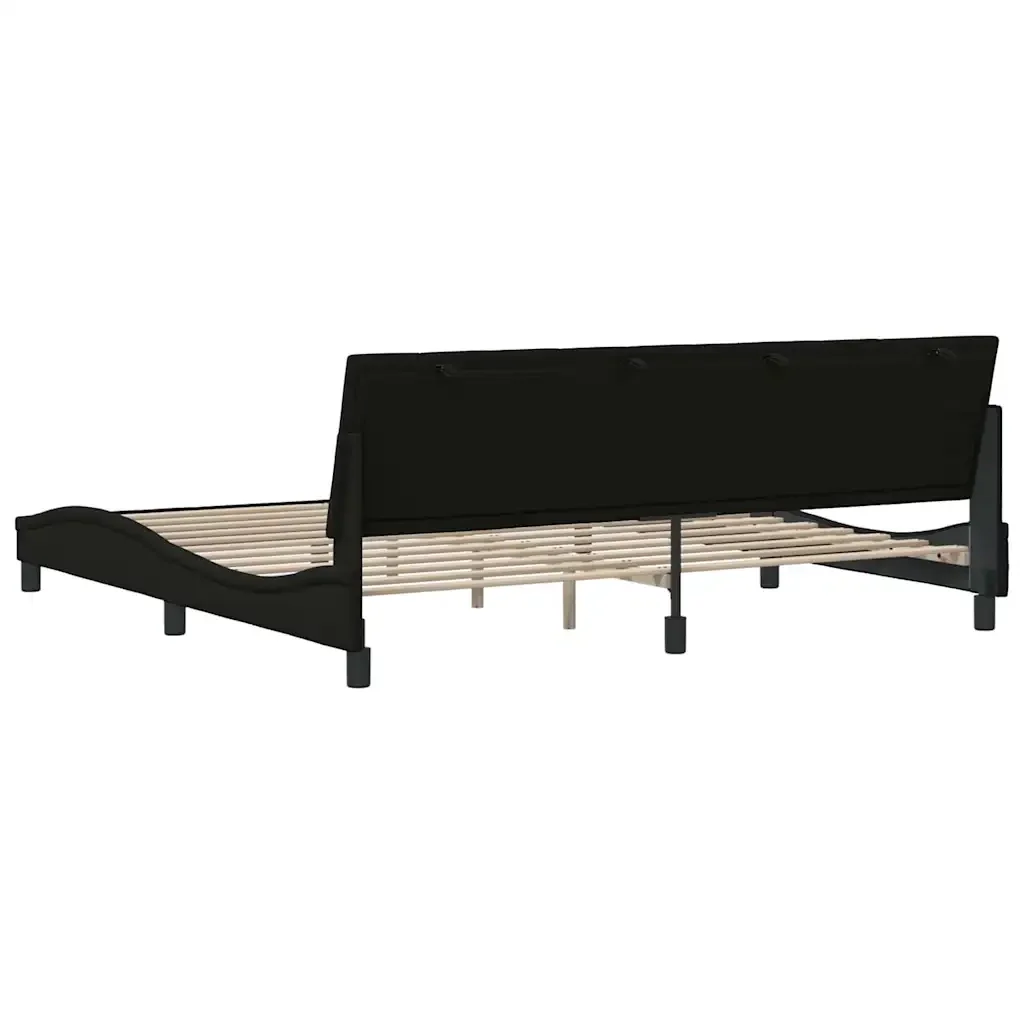 Letto matrimoniale | Letto per adulti | Giroletto senza Materasso Hanko Nero 200x200 cm in Tessuto - Image 9