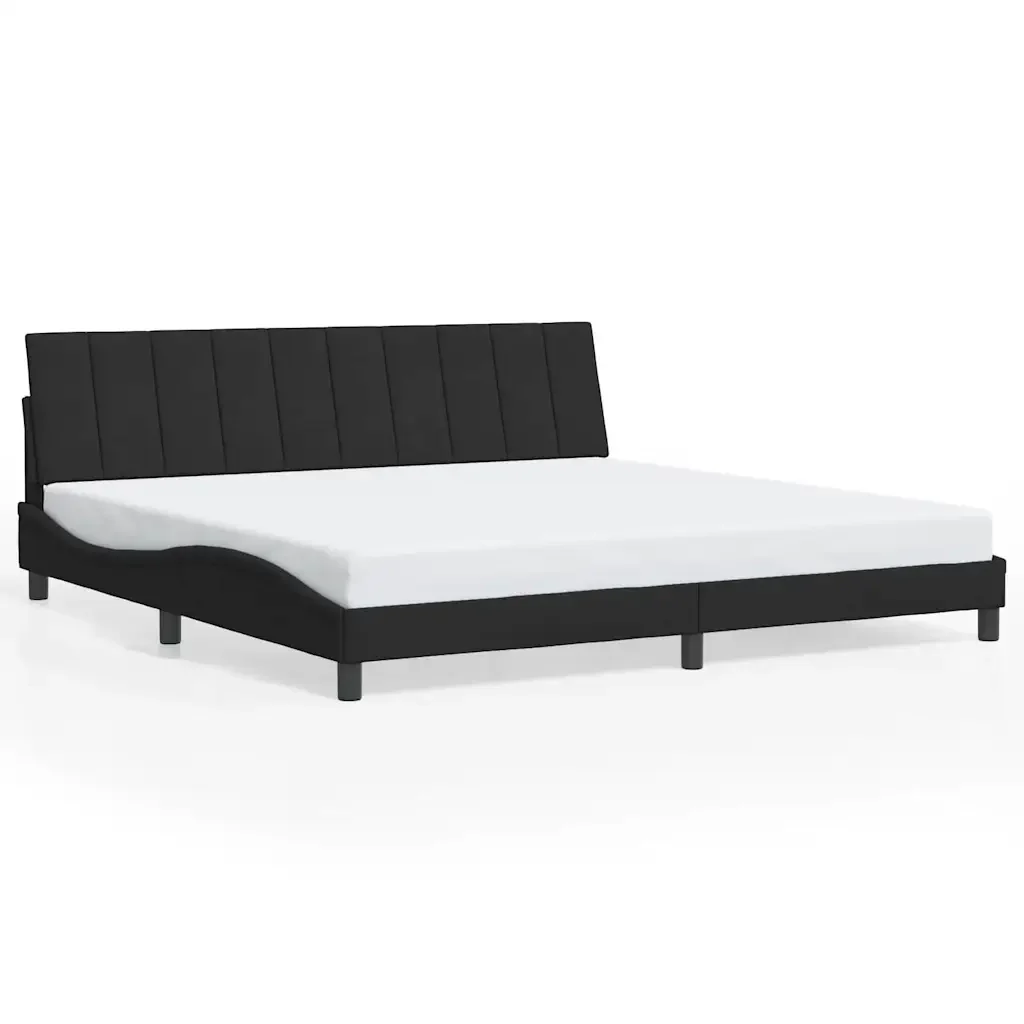 Letto matrimoniale | Letto per adulti | Giroletto senza Materasso Hanko Nero 200x200 cm in Velluto