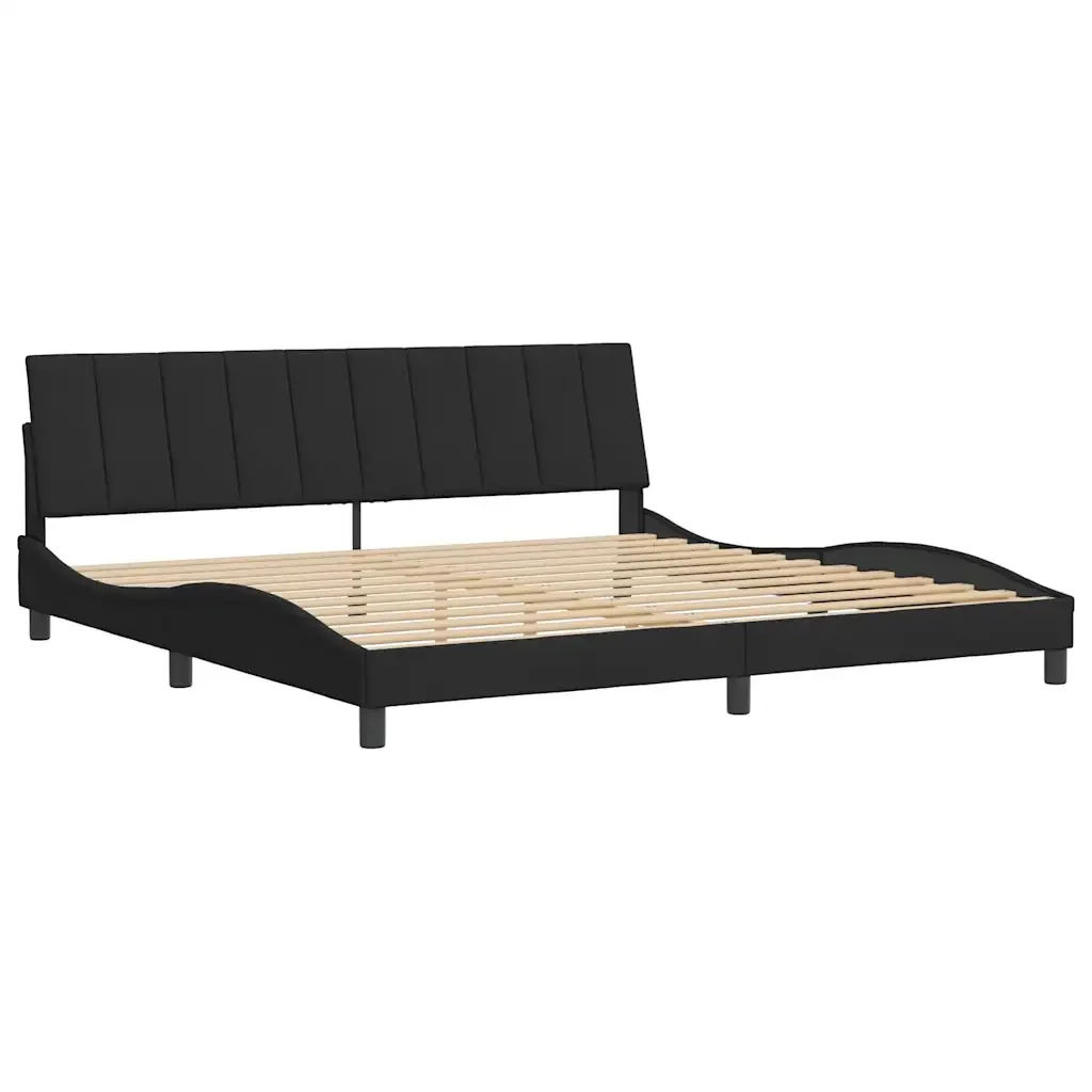 Letto matrimoniale | Letto per adulti | Giroletto senza Materasso Hanko Nero 200x200 cm in Velluto - Image 4