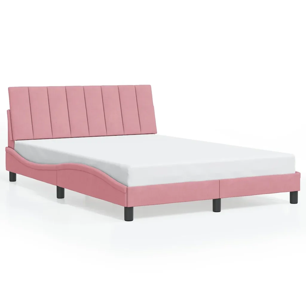 Letto matrimoniale | Letto per adulti | Giroletto senza Materasso Hanko Rosa 120x200 cm in Velluto