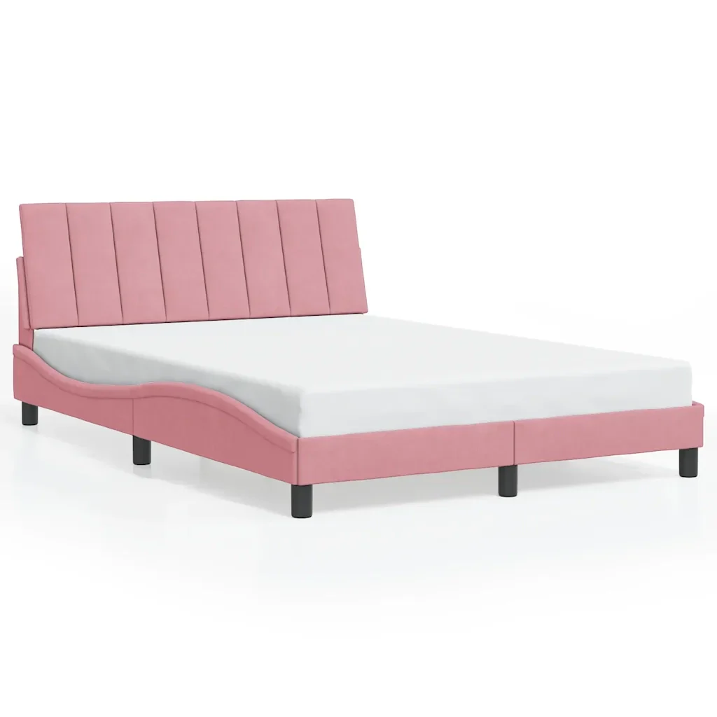 Letto matrimoniale | Letto per adulti | Giroletto senza Materasso Hanko Rosa 140x190 cm in Velluto