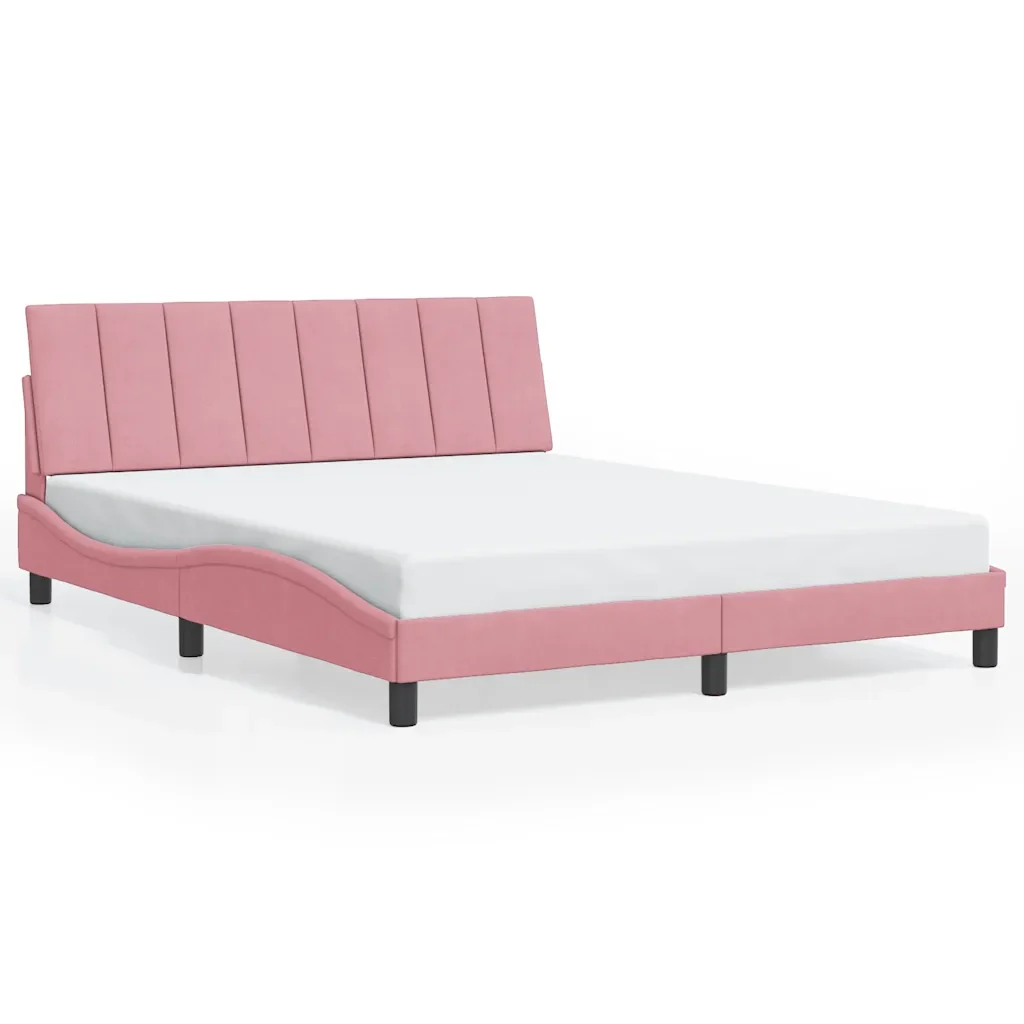 Letto matrimoniale | Letto per adulti | Giroletto senza Materasso Hanko Rosa 160x200 cm in Velluto