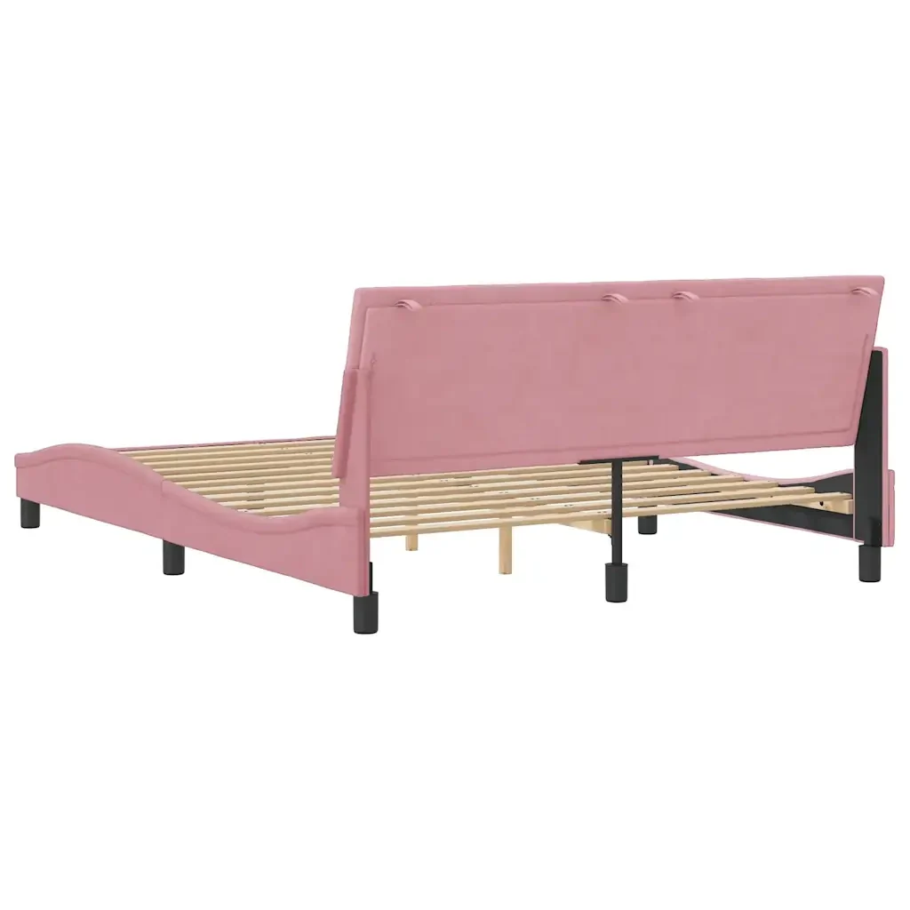 Letto matrimoniale | Letto per adulti | Giroletto senza Materasso Hanko Rosa 160x200 cm in Velluto - Image 7